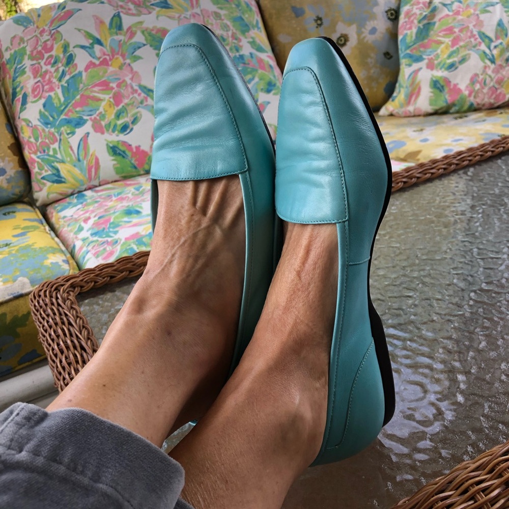 Enzo Angiolini Liberty Leather Loafers Robin Egg Blue Flats Women’s 10 Narrow